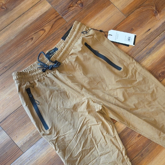 Men's Slim Fit Drawstring Joggers in Tan - Picture 2 of 6